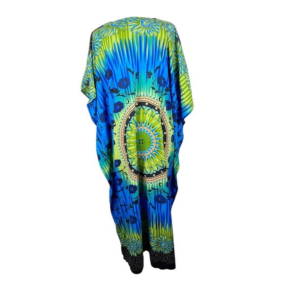 Sante Classics Mumu Dress Women One Size Green Embellished Maxi Lounge Bedroom - Picture 3 of 12